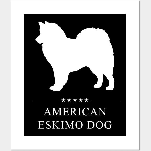 American Eskimo Dog White Silhouette Wall Art by millersye